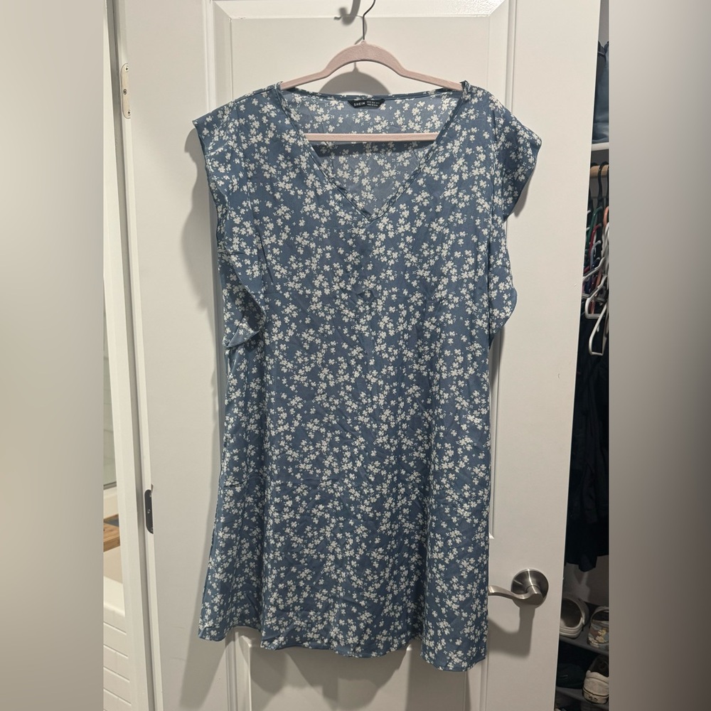 Blue Floral Print Dress